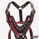 Large Leather Dog Harness Mahogany Genuine With Matching Leash Hilason