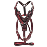 Large Leather Dog Harness Mahogany Genuine With Matching Leash Hilason by Hilason – Cowboy and equestrian accessories