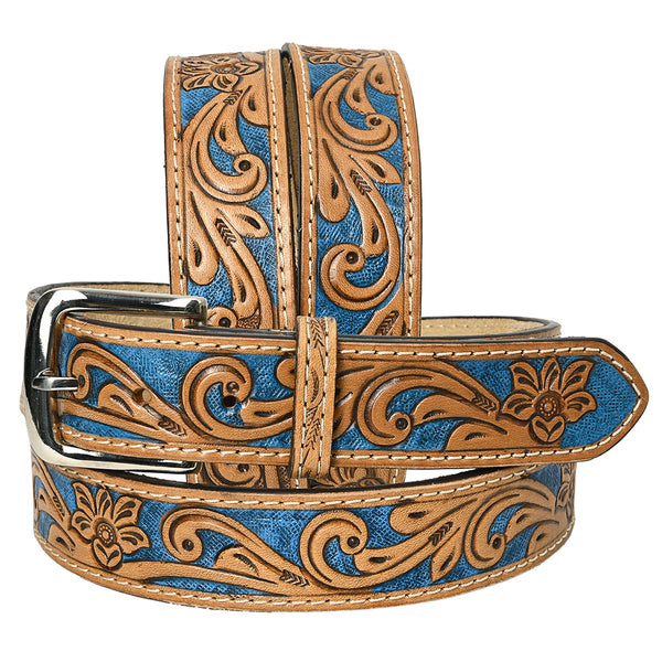 HILASON Western Genuine Leather Belt for Men Women Cowboy Cowgirl Handmade Unisex Full Grain Heavy Duty Floral - Uhorse