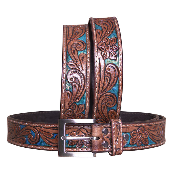 HILASON Western Genuine Leather Belt for Men Women Cowboy Cowgirl Handmade Unisex Full Grain Heavy Duty Floral - Uhorse