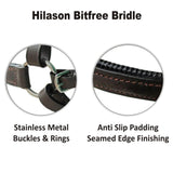 Bitfree Leather English Bitless Bridle Horse Reins Brown Hilason