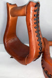 Circle Y Leather Laced Saddle Stirrups Pair Chestnut