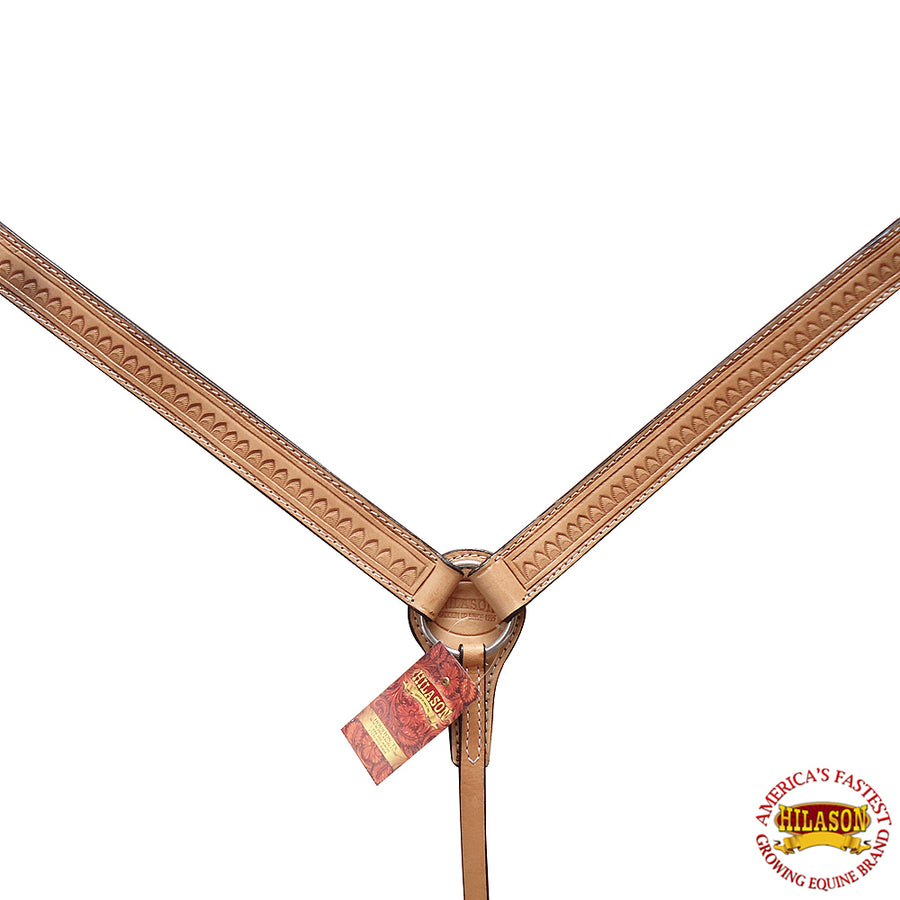 Hilason Western Horse Breast Collar American Leather Tan Sunset Hand Tool - Uhorse