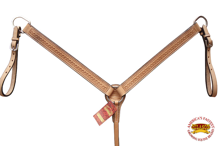 HILASON Western Horse Breast Collar American Leather Tan Hand Tool | for Horses