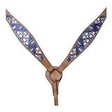 HILASON Western  Horse Leather Headstall & Breast Collar Tack Set Aztec