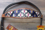 HILASON Western  Horse Leather Headstall & Breast Collar Tack Set Aztec