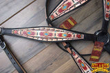 Hilason Horse Leather Bridle Headstall Breast Collar Black Aztec Painted