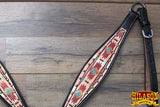 Hilason Horse Leather Bridle Headstall Breast Collar Black Aztec Painted