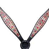 Hilason W. H. Breast Collar American Leather Black Aztec Painted – by Hilason – Cowboy and equestrian accessories