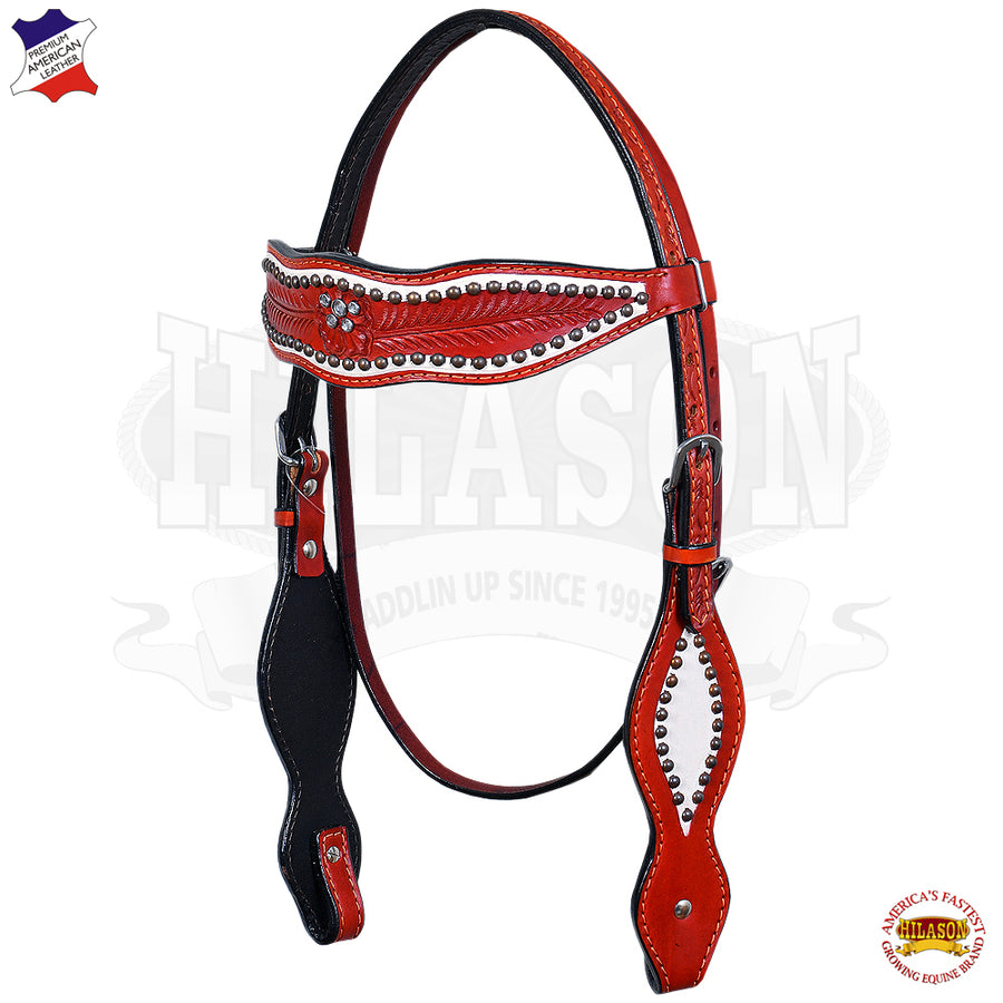 W. H. Headstall Tk. Bridle American Leather Off White Hilason – by Hilason – Cowboy and equestrian accessories