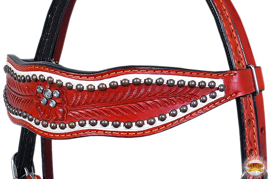 HILASON Western Horse Headstall Tack Bridle American Leather Off White | for Horses Headstalls