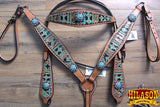 Horse Western Headstall Breast Collar Set American Leather Tribal Hilason