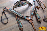 Horse Western Headstall Breast Collar Set American Leather Tribal Hilason