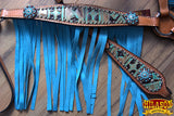 Horse Western Headstall Breast Collar Set Leather Aztec Fringes Hilason