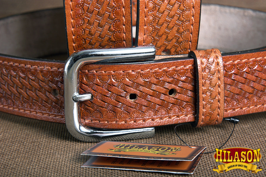 HILASON Western Genuine Leather Belt for Men Women Cowboy Cowgirl Handmade Basketweave Unisex Heavy Duty