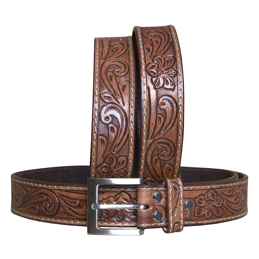 HILASON Western Genuine Leather Belt for Men Women Cowboy Cowgirl Handmade Unisex Full Grain Heavy Duty Floral - Uhorse