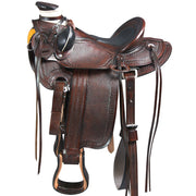 HILASON Western Horse Saddle Leather Wade Ranch Roping Walnut | Hand Tooled | Horse Saddle | Western Saddle | Wade & Roping Saddle | Horse Leather Saddle | Saddle For Horses