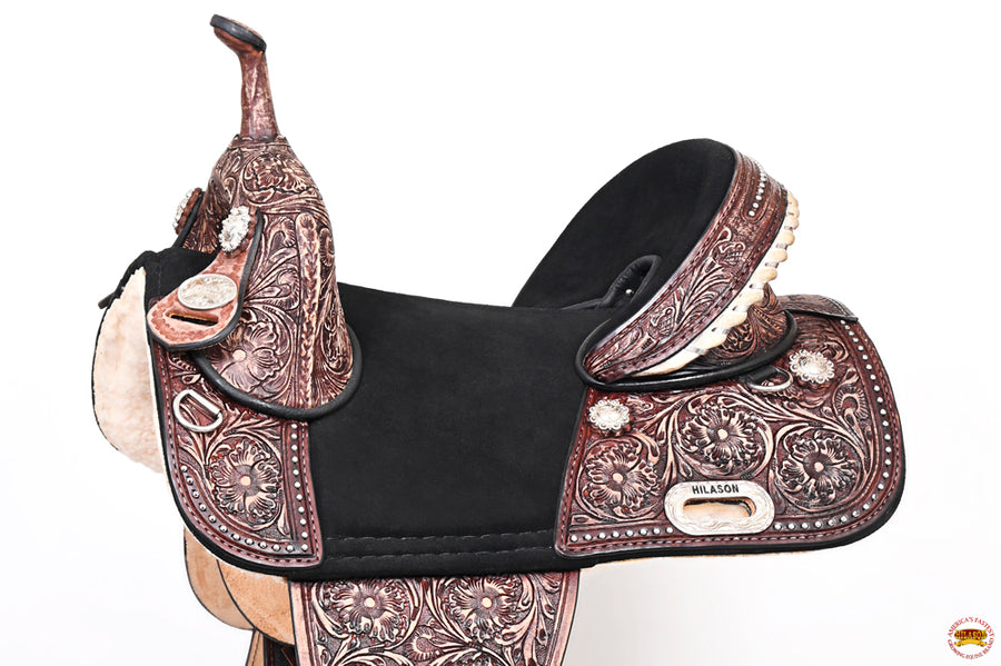 HILASON Child Treeless Horse Saddle Western American Leather Barrel | for Horses