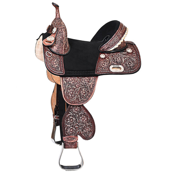 Child Treeless Horse Saddle Western American Leather Barrel Hilason - Uhorse