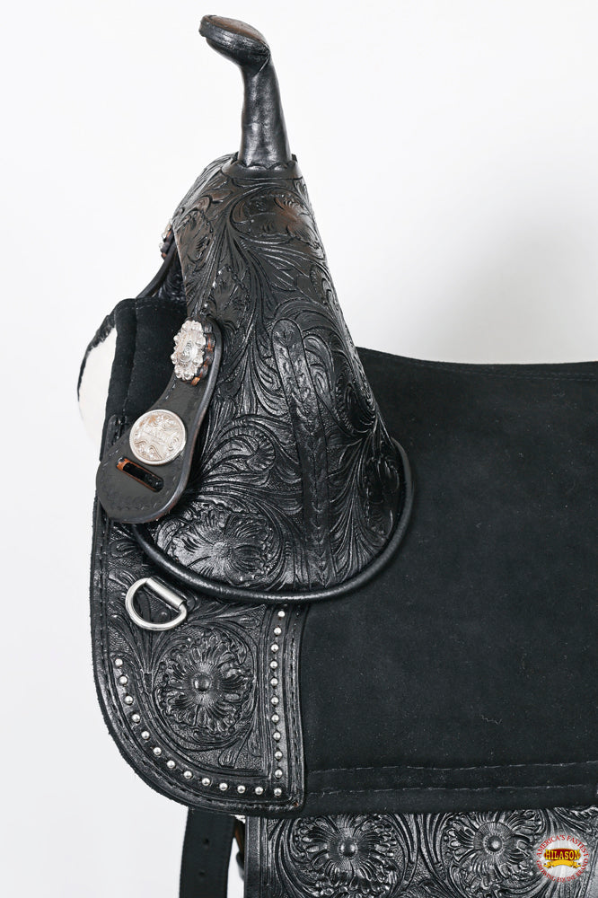 HILASON Western Horse Treeless Trail Barrel Saddle American Leather Black | for Horses