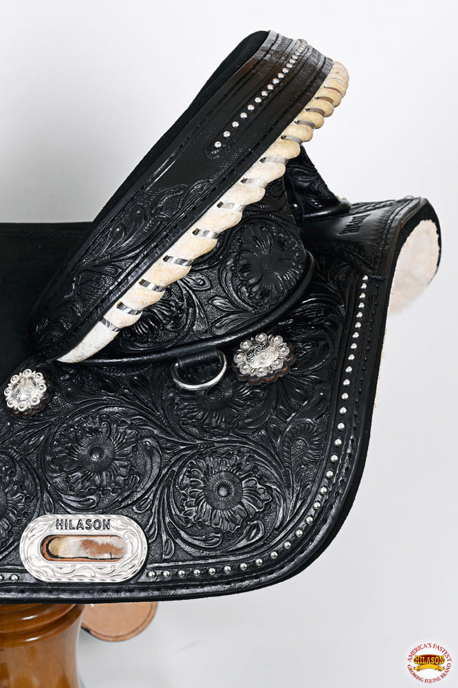 HILASON Western Horse Treeless Trail Barrel Saddle American Leather Black | for Horses