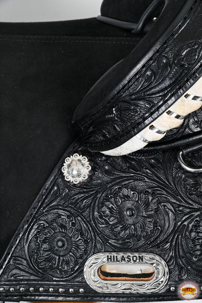 HILASON Western Horse Treeless Trail Barrel Saddle American Leather Black | for Horses