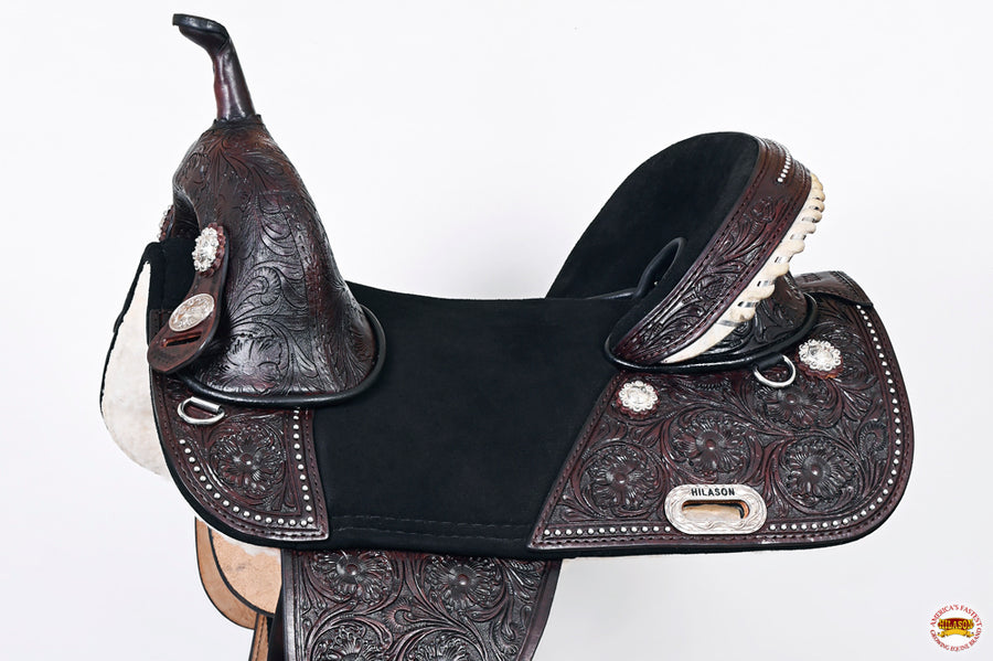 HILASON Western Treeless Trail Barrel Racing American Leather Saddle | Horse for Horses