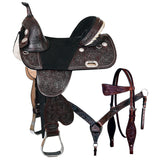 Western Horse Saddle Hilason Treeless American Leather Barrel - Uhorse