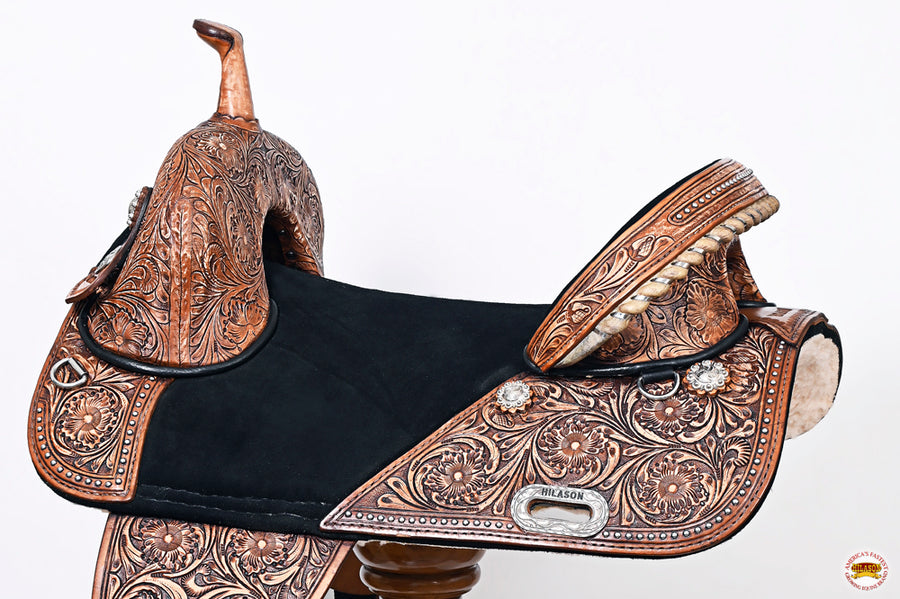 HILASON Treeless Western Trail Barrel Racing American Leather Saddle Dark Brown | Horse for Horses