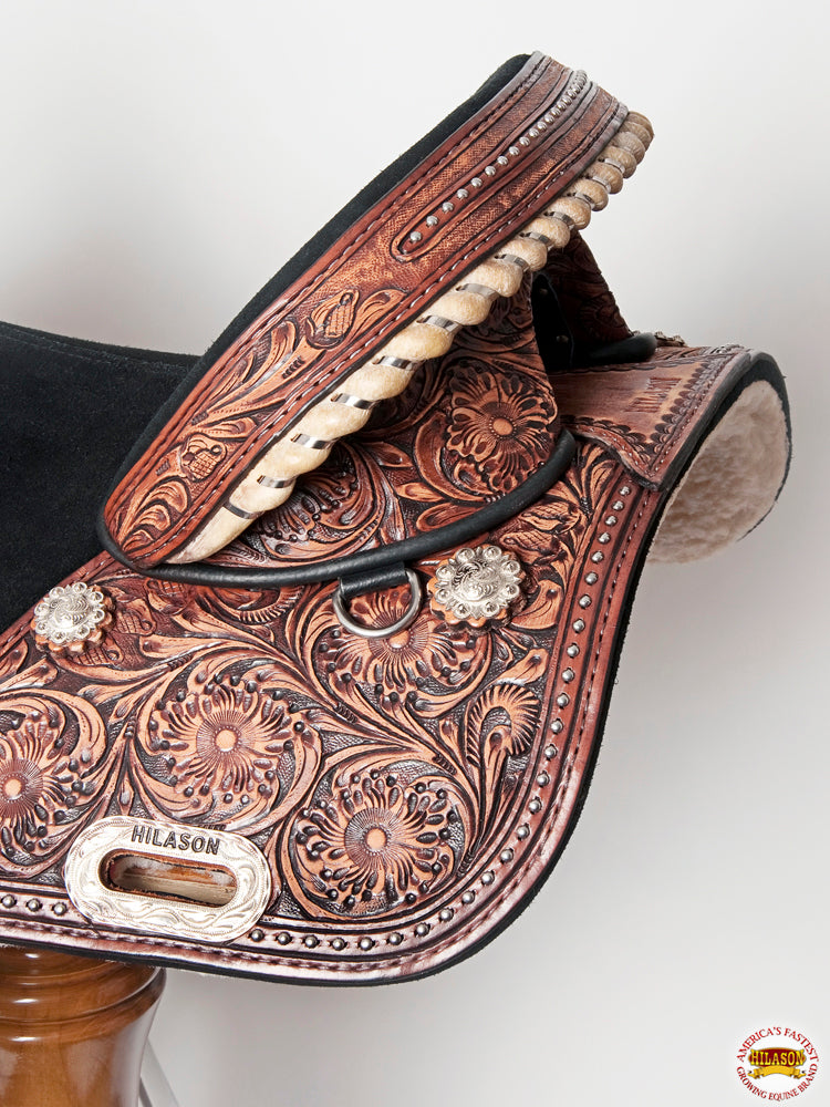 HILASON Treeless Western Trail Barrel Racing American Leather Saddle Dark Brown | Horse for Horses