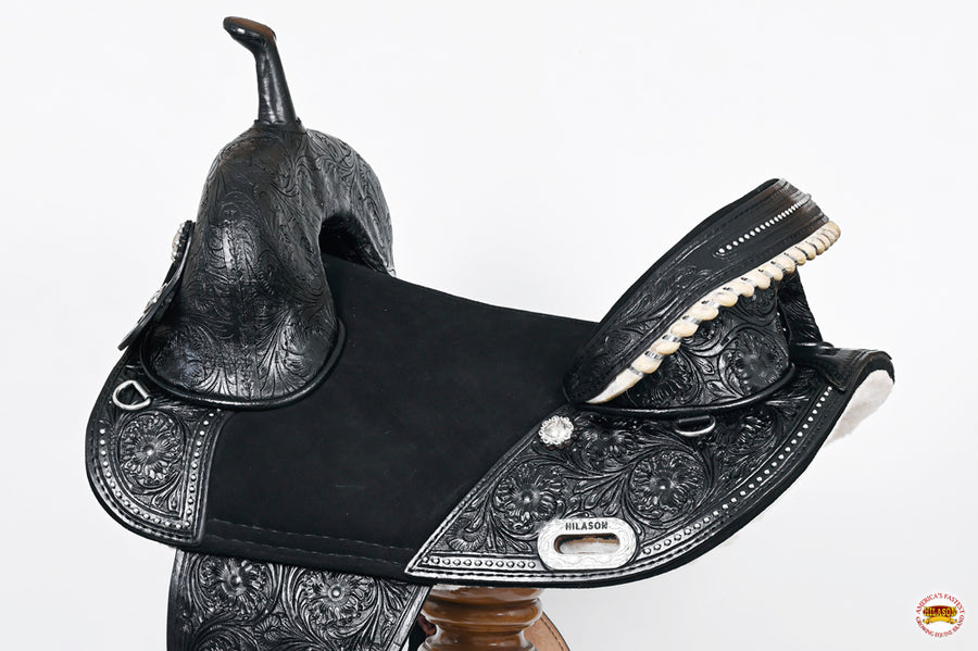 HILASON Western Horse Treeless Trail Barrel American Leather Saddle | for Horses