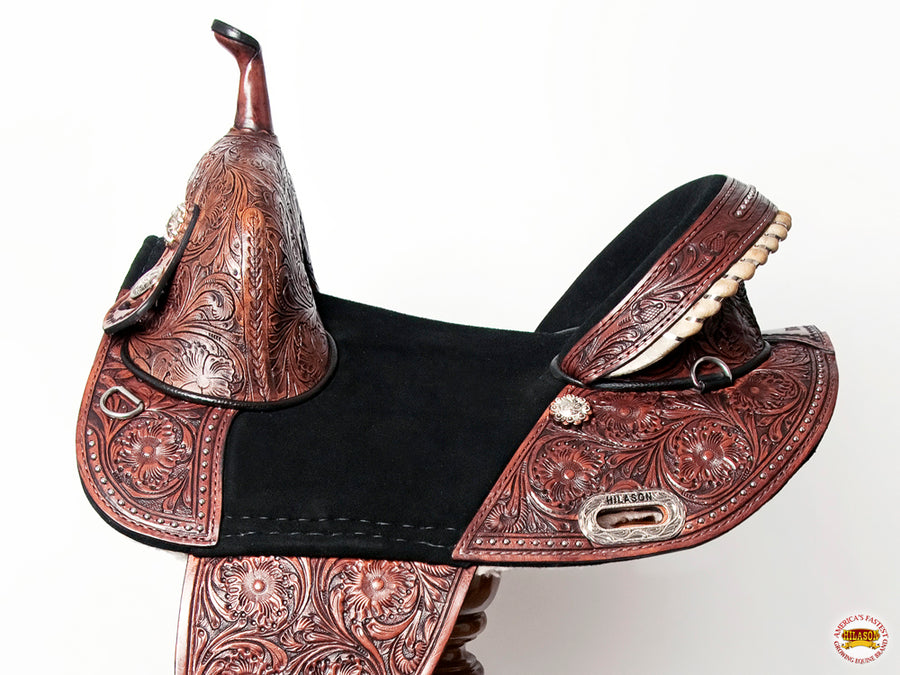 HILASON Western Horse Treeless Trail Barrel American Leather Saddle | for Horses