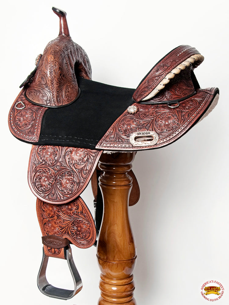 HILASON Western Horse Treeless Trail Barrel American Leather Saddle | for Horses