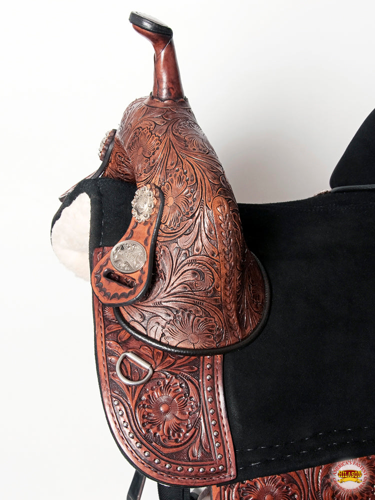 HILASON Western Horse Treeless Trail Barrel American Leather Saddle | for Horses