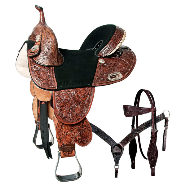 Hilason Western Horse Saddle Treeless American Leather Trail Barrel Tack - Uhorse
