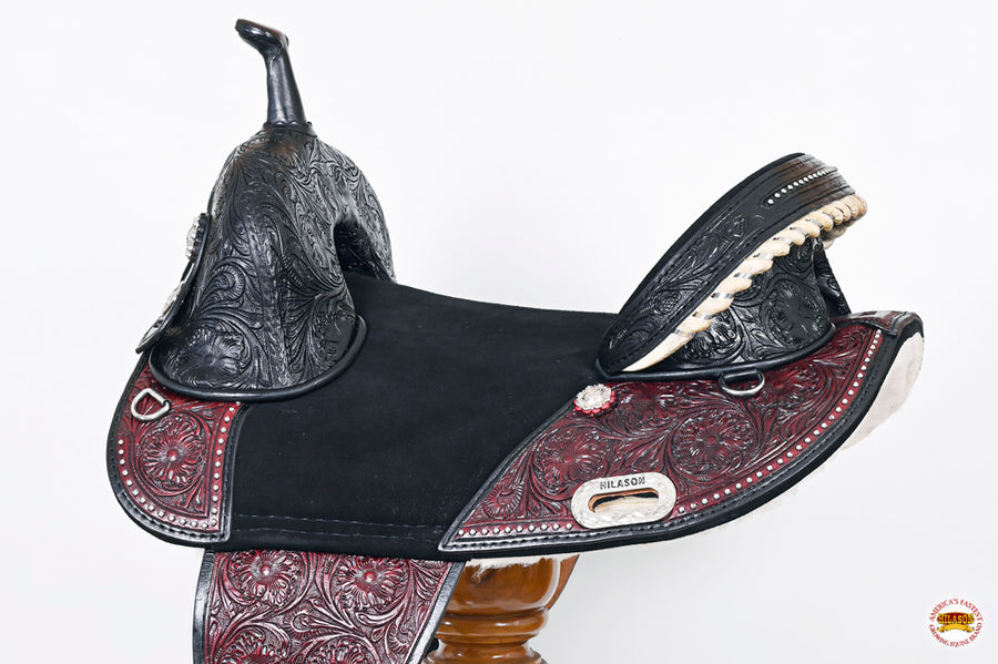HILASON Treeless Western Horse Trail Barrel Racing American Leather Saddle | for Horses