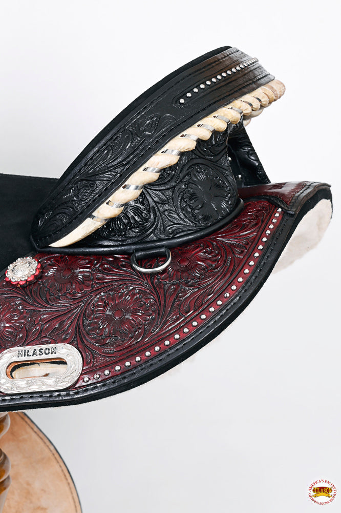HILASON Treeless Western Horse Trail Barrel Racing American Leather Saddle | for Horses