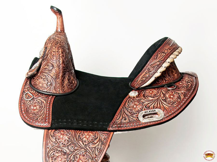 HILASON Western Horse Treeless Trail Barrel American Leather Saddle | for Horses