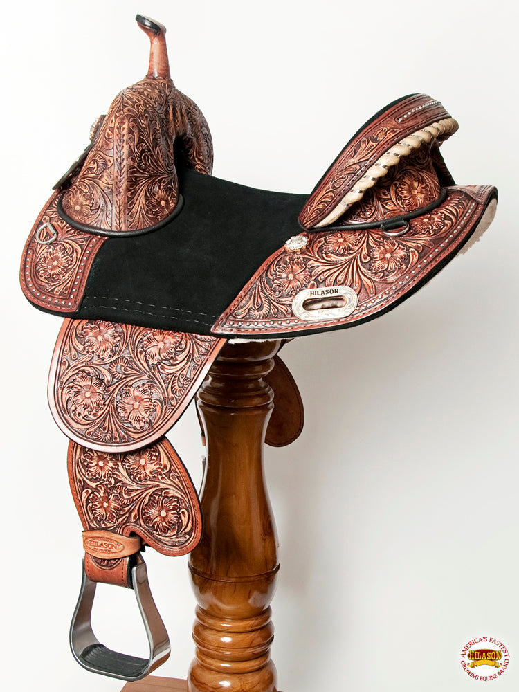 HILASON Western Horse Treeless Trail Barrel American Leather Saddle | for Horses