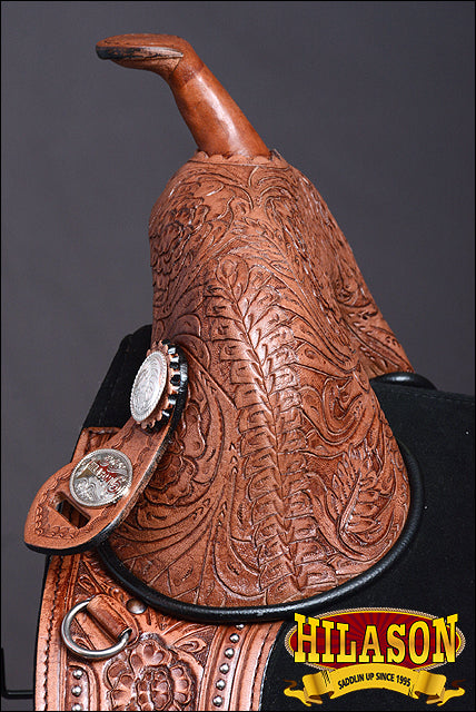 HILASON Western Horse Treeless Trail Barrel American Leather Saddle | for Horses