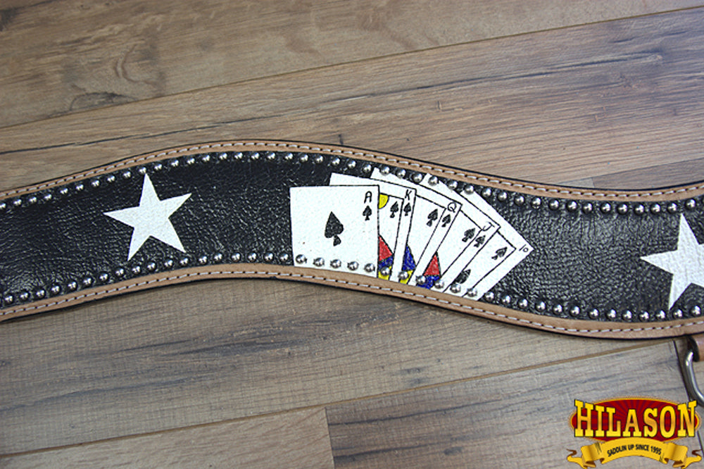 Hilason Western Horse Breast Collar American Leather Playing Card Painted