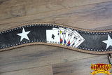 Hilason Western Horse Breast Collar American Leather Playing Card Painted