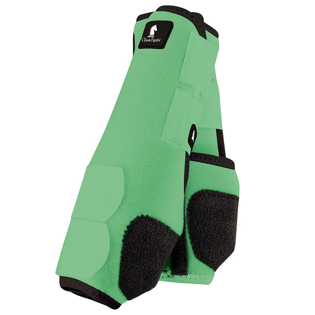 Green fleece horse leg boots with black accents - Uhorse