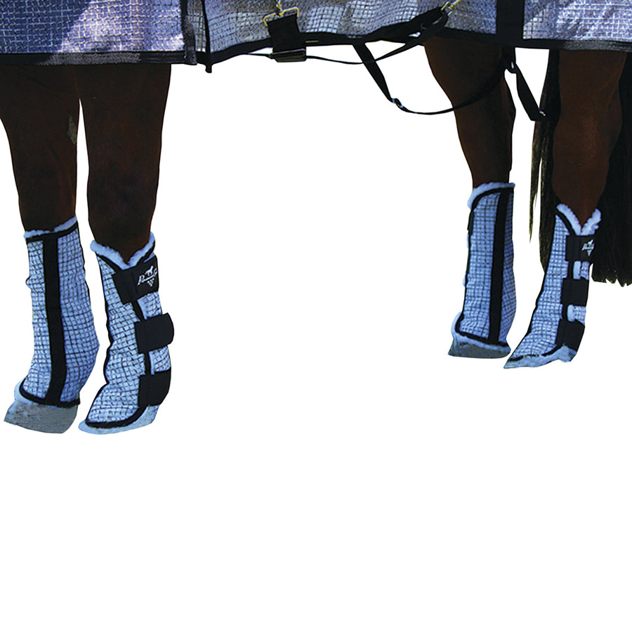 Large Professional Choice Horse Leg Fleece Lined Fly Boots 4 Pack Grey Black - Uhorse