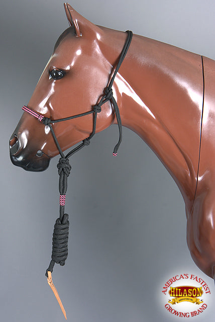 Western Horse Halter Poly Rope Tied Adjustable 8 Ft Lead Hilason