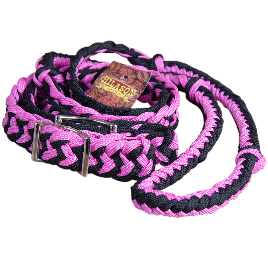 Barrel Racing Contest Reins Flat Braided Poly Horse 1 X 8Ft/Black Hilason - Uhorse
