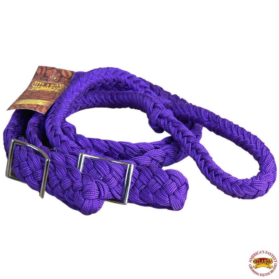 Hilason Braided Poly Barrel Racing Contest Reins Flat 1" X 8Ft Purple - Uhorse