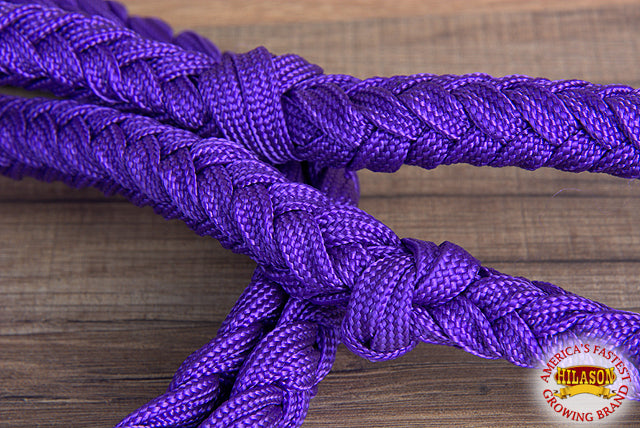 Hilason Braided Poly Barrel Racing Contest Reins Flat 1" X 8Ft Purple