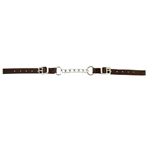 Brown leather curb chain strap with metal hardware - Uhorse