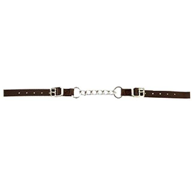 Brown leather curb chain strap with metal hardware - Uhorse